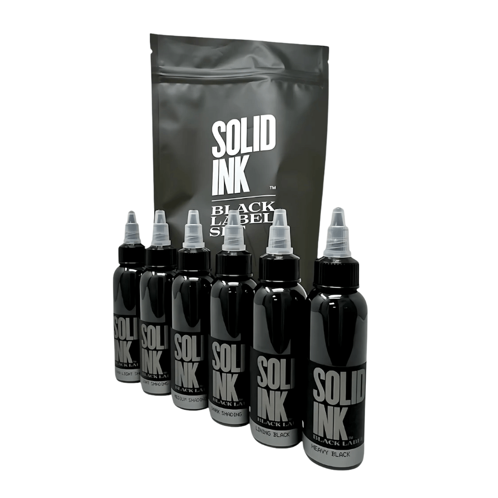 Solid Ink - Black Label Grey Wash Set With Lining & Heavy (6 x 1oz) - magnumtattoosupplies