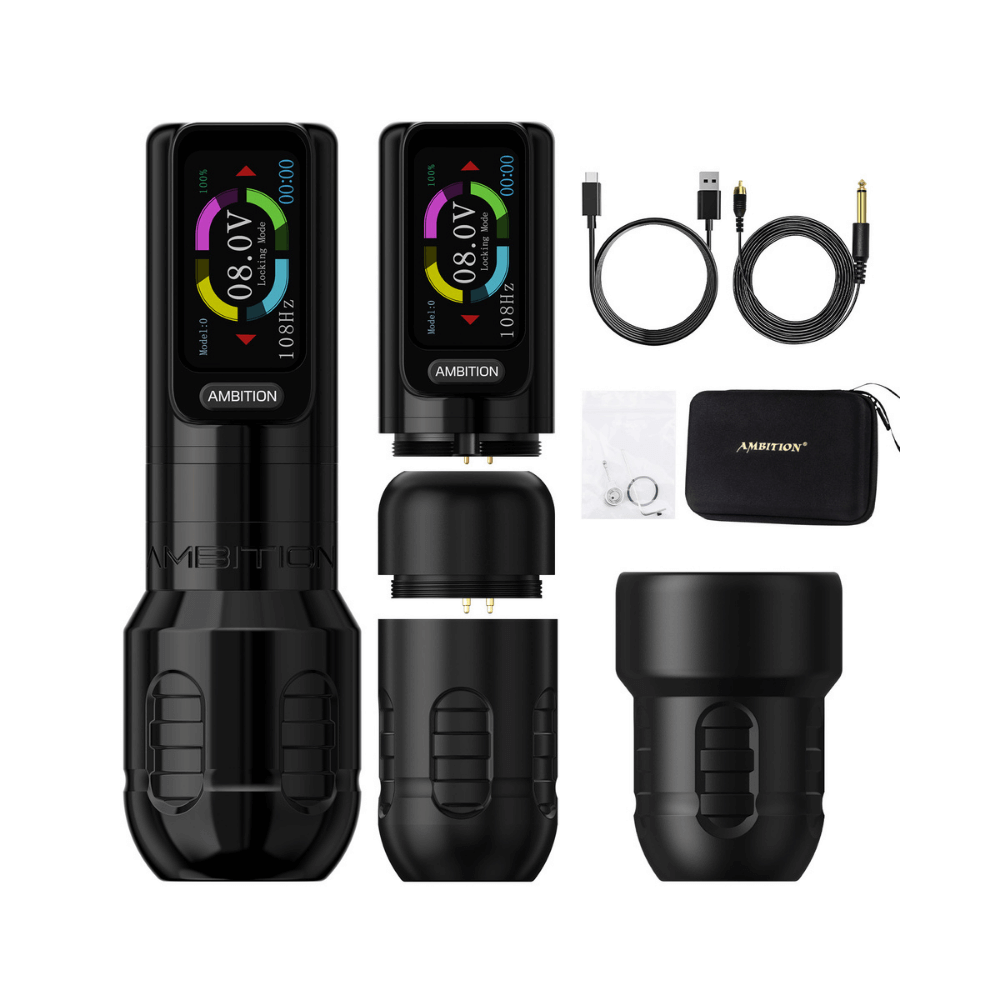 Ambition Zetton Wireless Tattoo Machine - 2x Batteries