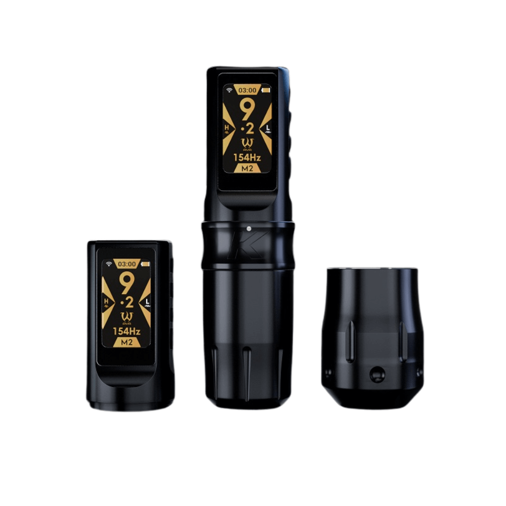 AVA Uni-K Wireless Tattoo Pen Machine available from Magnum Tattoo Supplies UK – complete kit black view