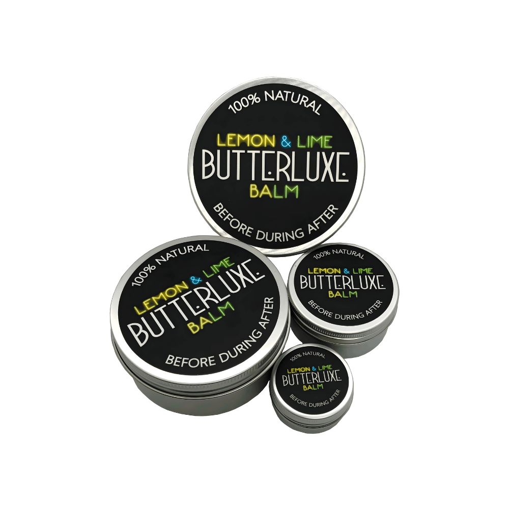 Butterluxe tattoo aftercare lemon & lime balm available from Magnum Tattoo Supplies - multiple tins view