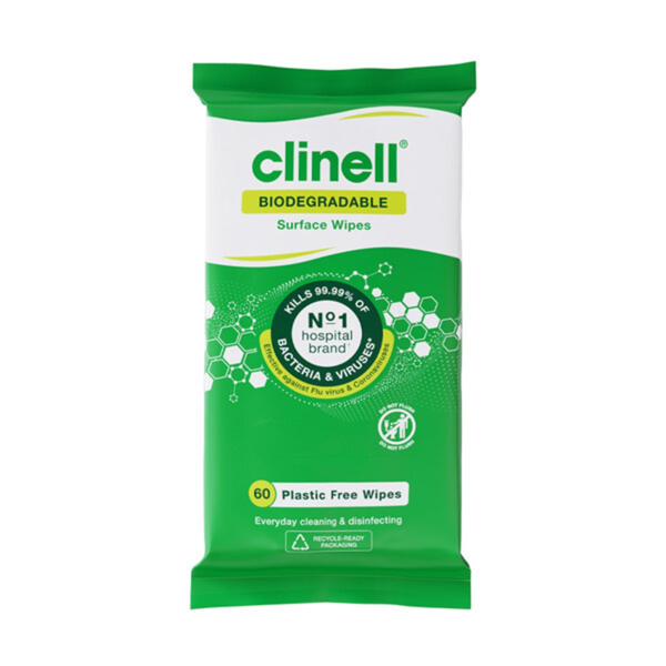 Clinell Biodegradable Disinfecting Surface Wipes (60)