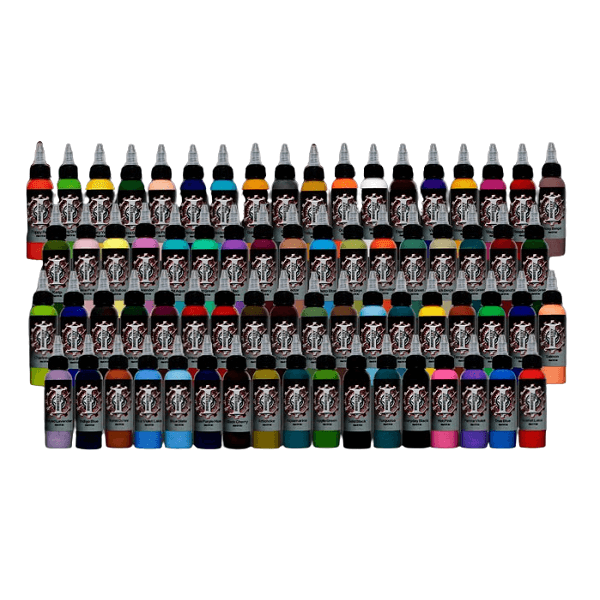 70 Colour Set tattoo ink collection by Industry Inks available from Magnum Tattoo Supplies - front view
