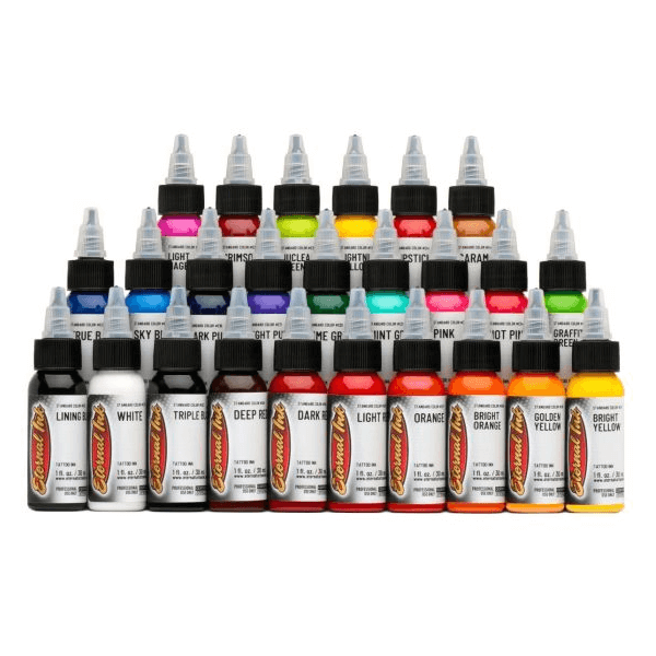 Eternal Ink Top 25 set with 25 tattoo inks available from Magnum Tattoo Supplies - front view
