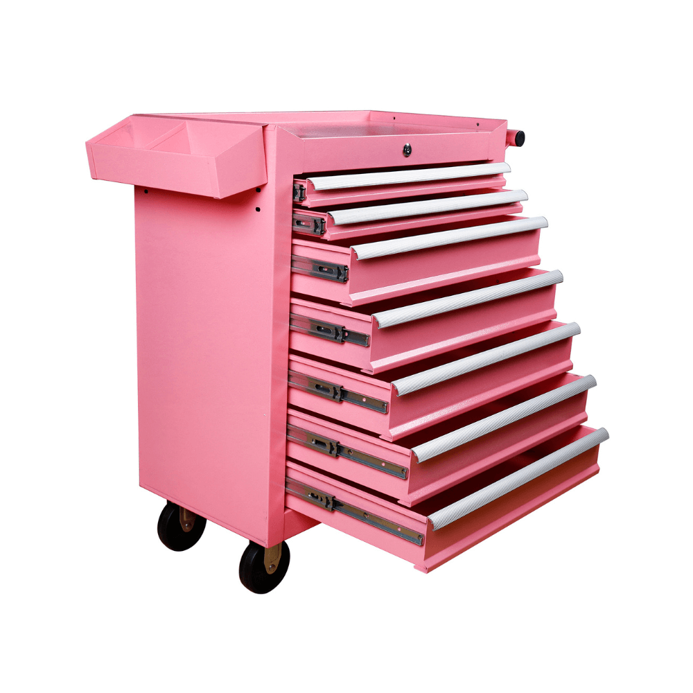 7 Drawer Mobile Tattoo Workstation - Pink