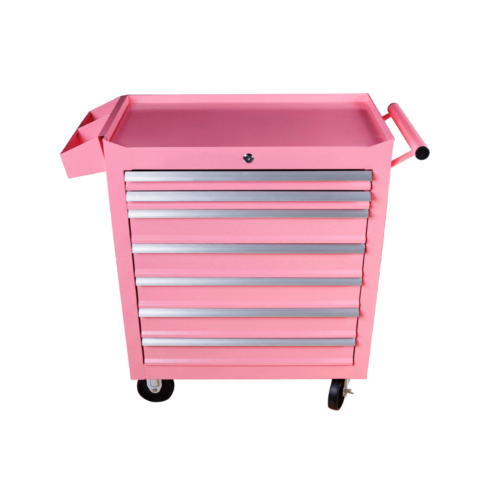 7 Drawer Mobile Tattoo Workstation - Pink