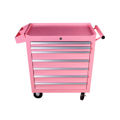 7 Drawer Mobile Tattoo Workstation - Pink