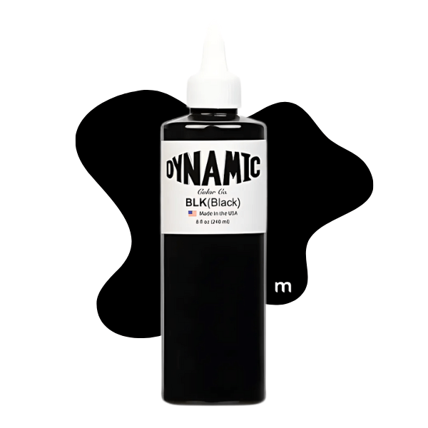 Dynamic Black Tattoo Ink 8oz professional black lining ink bottle available from Magnum Tattoo Supplies UK