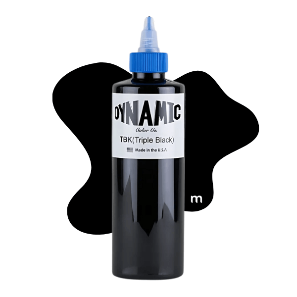 Triple Black tattoo ink in tattooing supplies, available from Magnum Tattoo Supplies - 8oz bottle front view