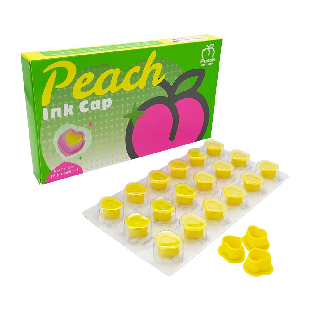 Peach Sterile Silicone Ink Caps (Box of 72)