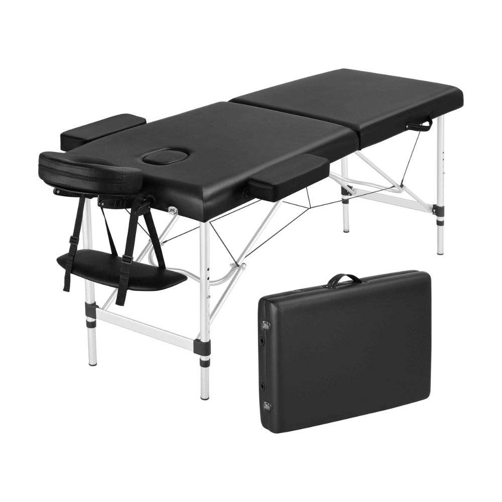 Adjustable Foldable Studio Bed With Headrest and Armrest - Black