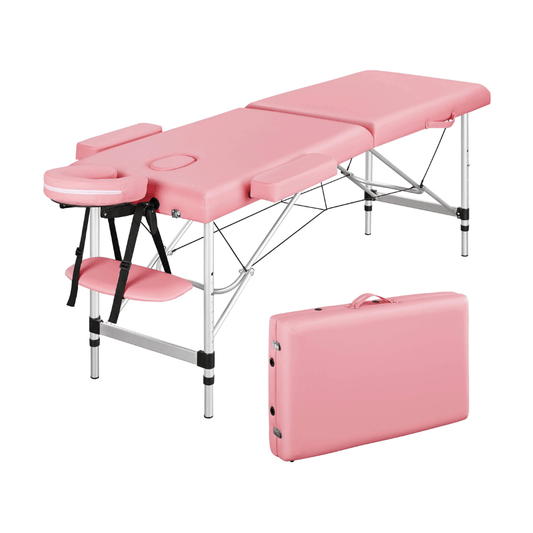 Adjustable Foldable Studio Bed With Headrest and Armrest - Pink