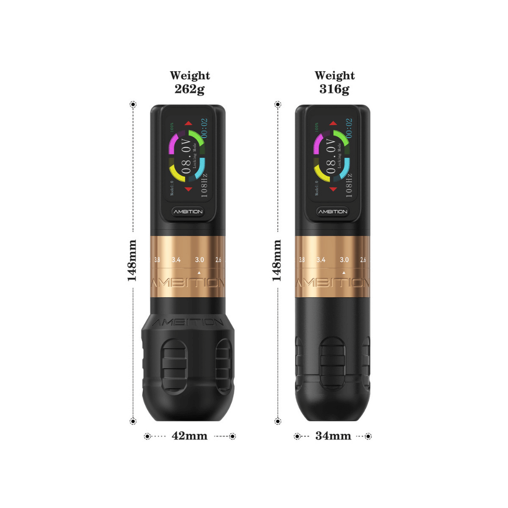 Ambition Seher Wireless Tattoo Machine - 2x Batteries