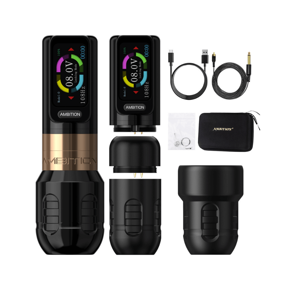 Ambition Zetton Wireless Tattoo Machine - 2x Batteries