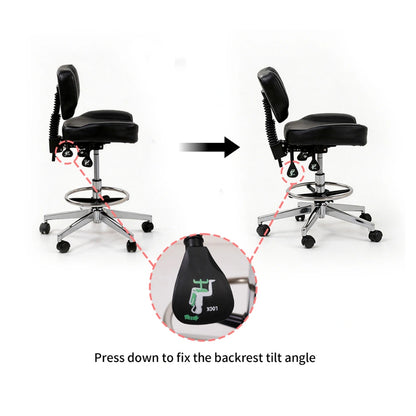 Atlas Tattoo Artist Saddle Stool With Backrest & Footrest