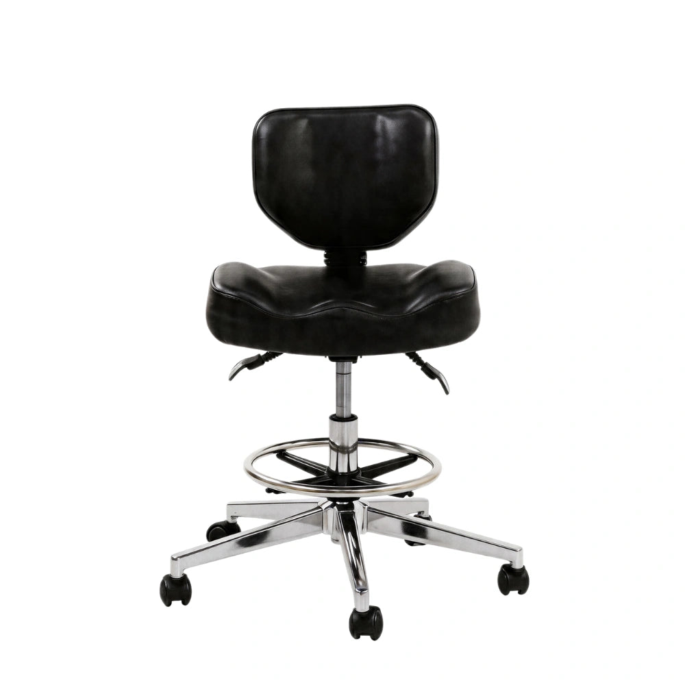 Atlas Tattoo Artist Saddle Stool With Backrest & Footrest