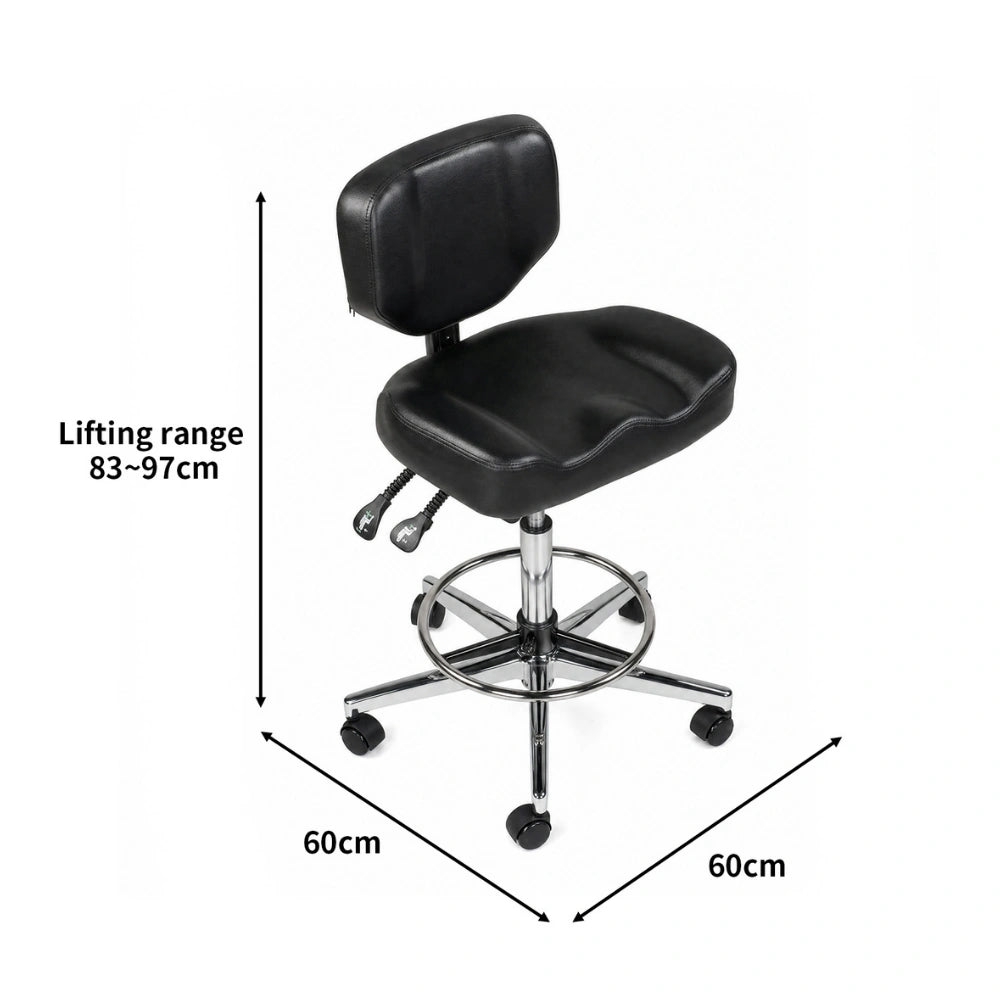 Atlas Tattoo Artist Saddle Stool With Backrest & Footrest