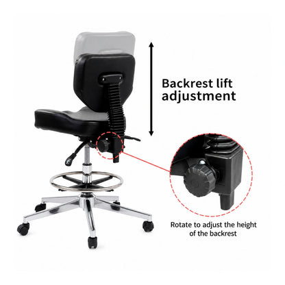 Atlas Tattoo Artist Saddle Stool With Backrest & Footrest