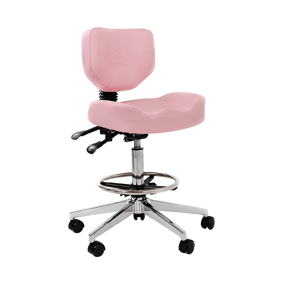 Atlas Tattoo Artist Saddle Stool With Backrest & Footrest