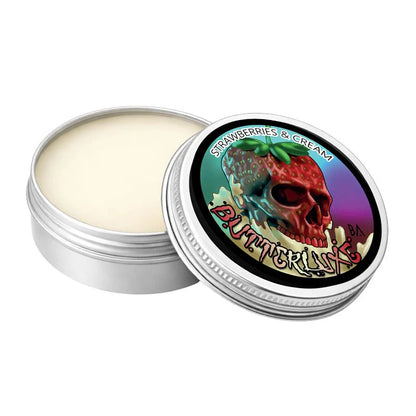 Butterluxe tattoo aftercare strawberries & cream balm available from Magnum Tattoo Supplies - close-up product view