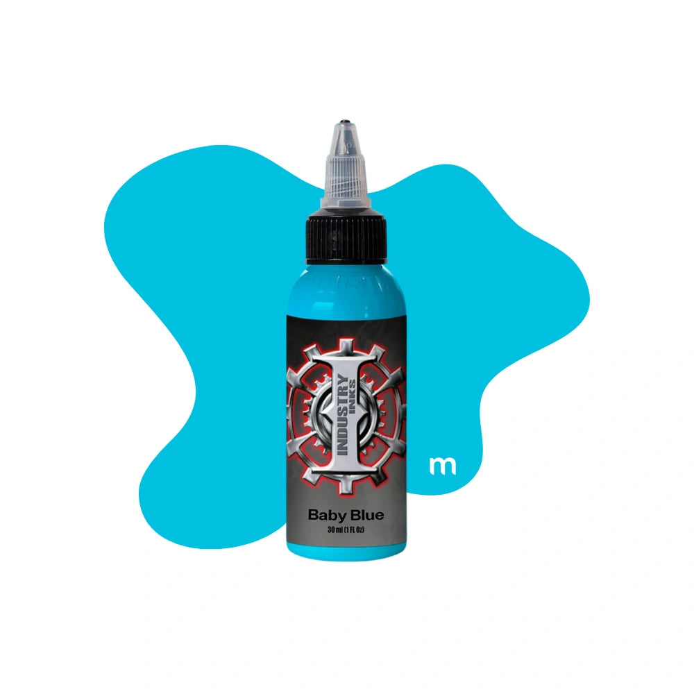 Industry Inks Holographic Sticker Colour 1oz tattoo ink available from Magnum Tattoo Supplies - baby blue bottle front view