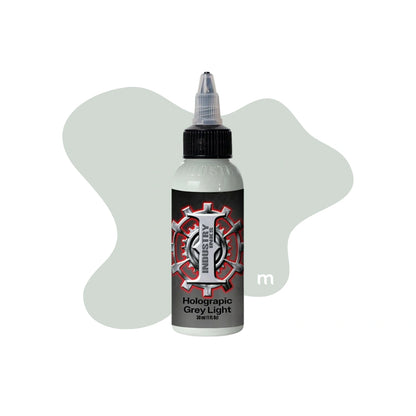 Industry Inks Holographic Sticker Colour 1oz tattoo ink available from Magnum Tattoo Supplies - grey light bottle front view