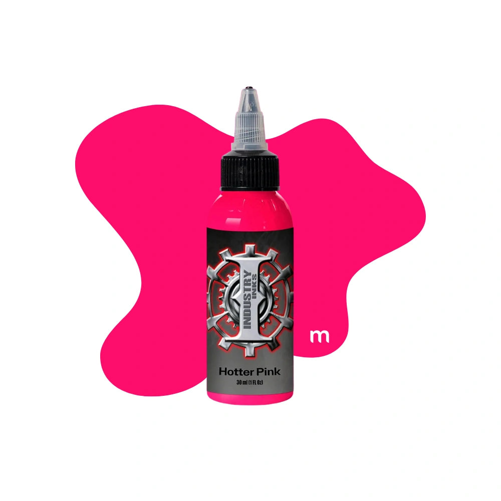 Industry Inks Holographic Sticker Colour 1oz tattoo ink available from Magnum Tattoo Supplies - pink bottle front view