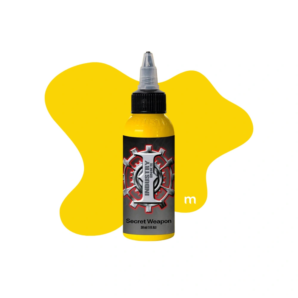 Industry Inks Holographic Sticker Colour 1oz tattoo ink available from Magnum Tattoo Supplies - weapon bottle front view