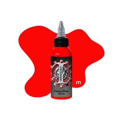 Industry Inks Holographic Sticker Colour 1oz tattoo ink available from Magnum Tattoo Supplies - Tokyo pink bottle front view