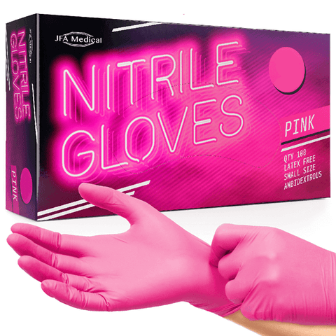 JFA Medical Hot Pink Nitrile Gloves (100)