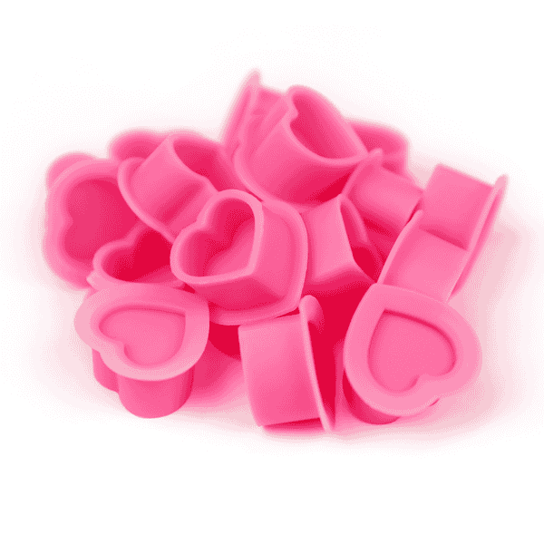 Magnum Silicone Heart Ink Cups (200) | Pink, red or white ink caps ...