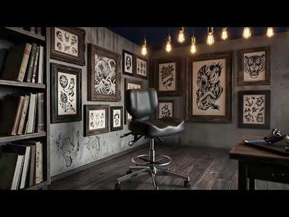 Atlas Tattoo Artist Saddle Stool With Backrest & Footrest