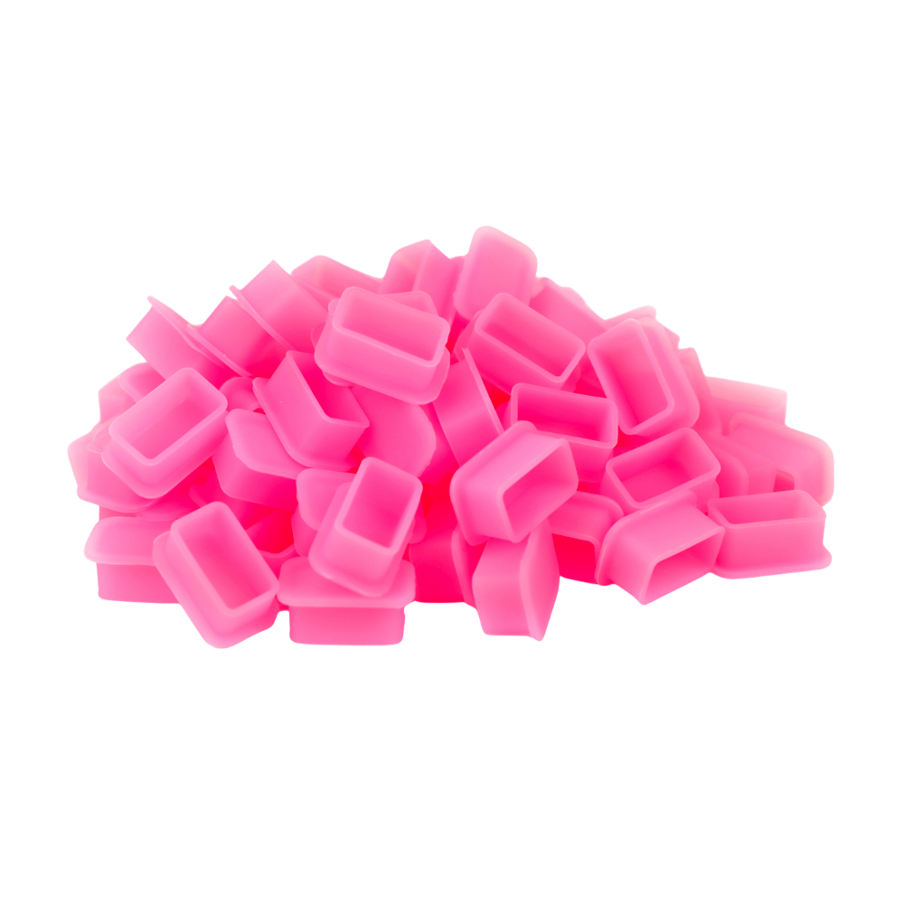 SKULLDNA Big Magnum Silicone Ink Cups (80 pcs) available from Magnum Tattoo Supplies UK – pink cups group view