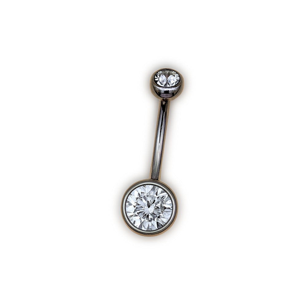 Stainless Steel Double Jewelled Naval Belly Bar - magnumtattoosupplies