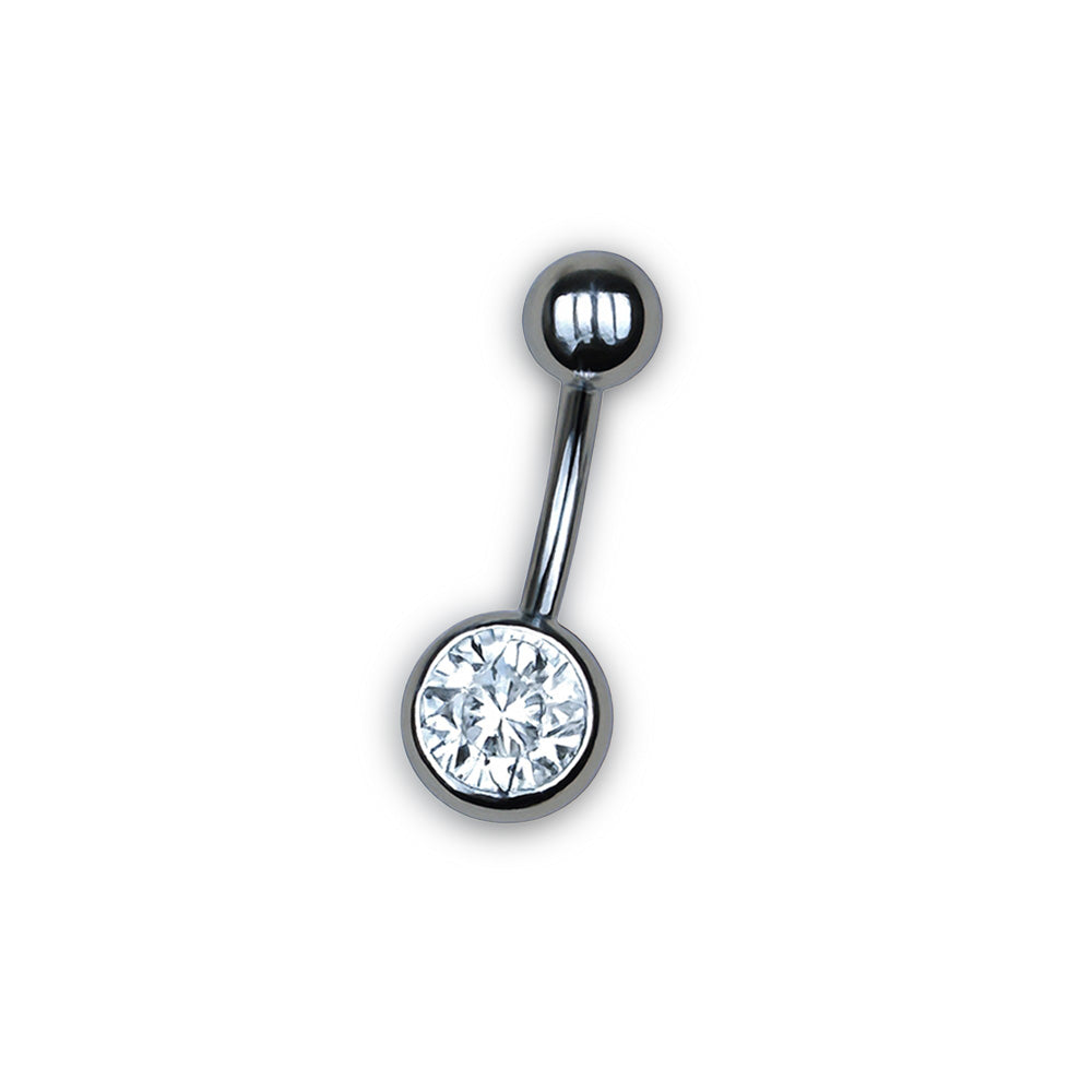 Stainless Steel Jewelled Naval Belly Bar - magnumtattoosupplies