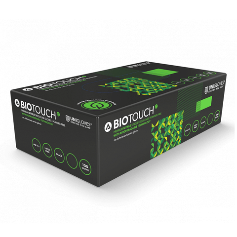 Unigloves Biotouch - Biodegradable Black Nitrile Gloves (100)