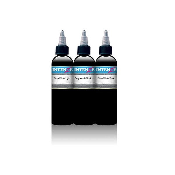 Intenze grey wash tattoo ink set high pigment shading ink available from Magnum Tattoo Supplies UK